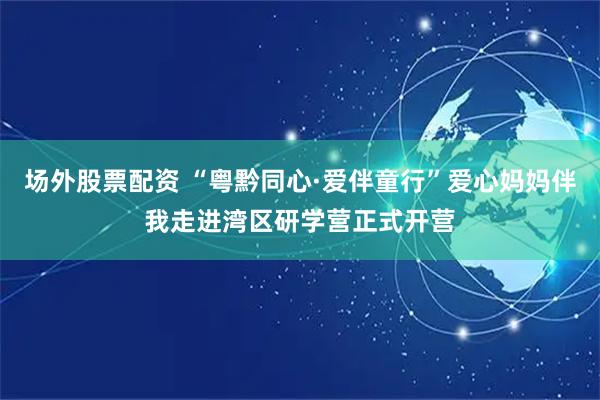 场外股票配资 “粤黔同心·爱伴童行”爱心妈妈伴我走进湾区研学营正式开营